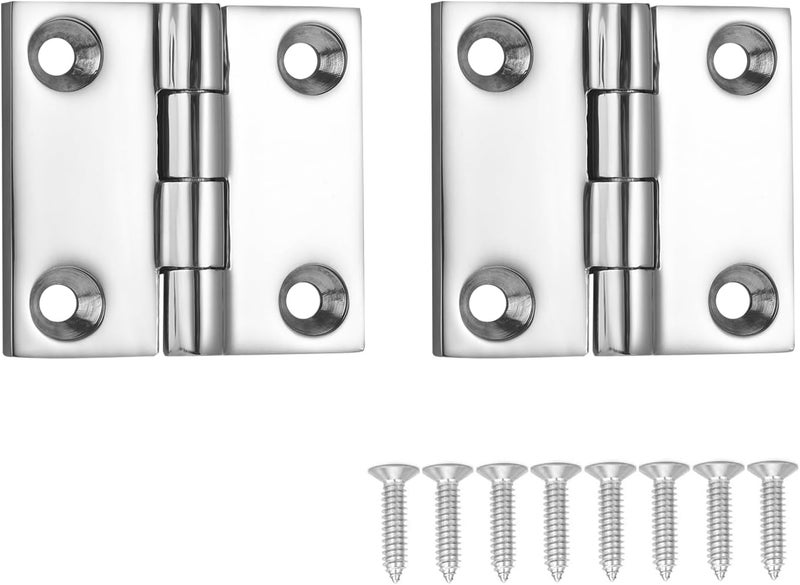 DIALESHU Heavy Duty Marine Boat Hatch Hinges 316 Stainless Steel, 2 x 2 Inch, Sturdy Deck Cabinet Door Hinges with Screws (Pack of 2) - Image 1